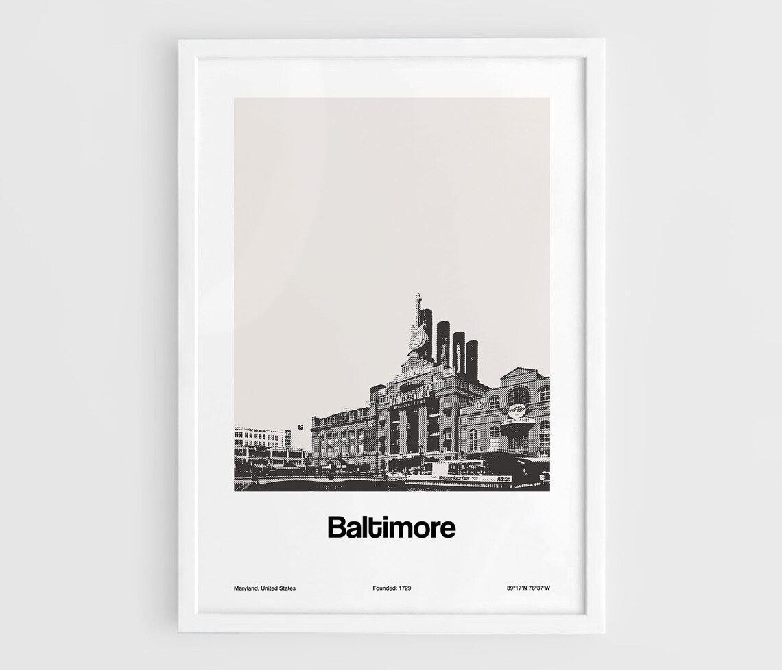 Baltimore Maryland Skyline, Minimalist City Art Print