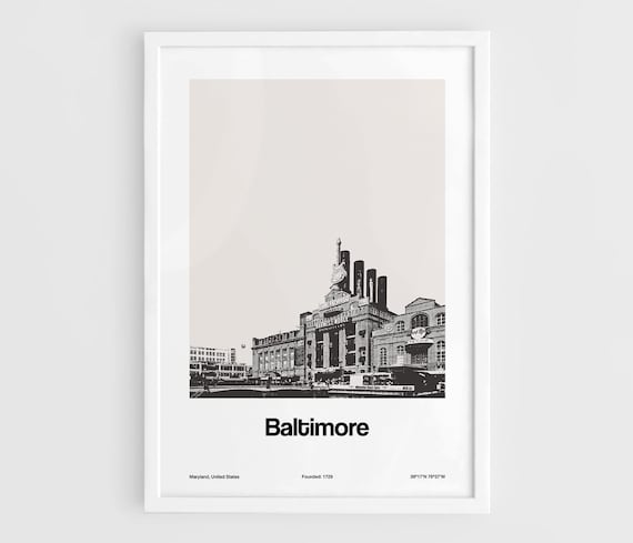Baltimore Maryland Skyline, Minimalist City Art Print