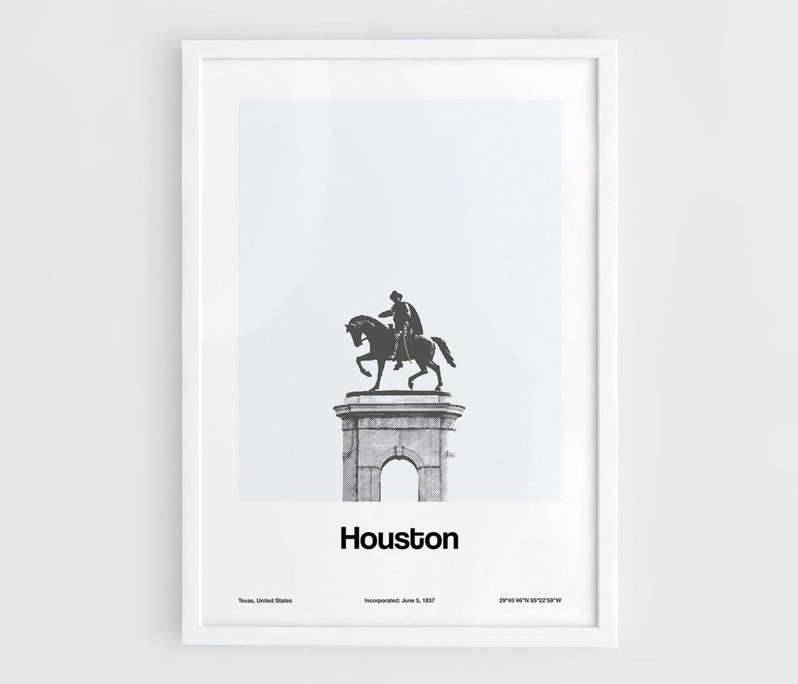 Houston Poster, Sam Houston Monument Minimalist Art Print