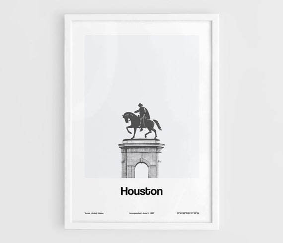 Houston Poster, Sam Houston Monument Minimalist Art Print