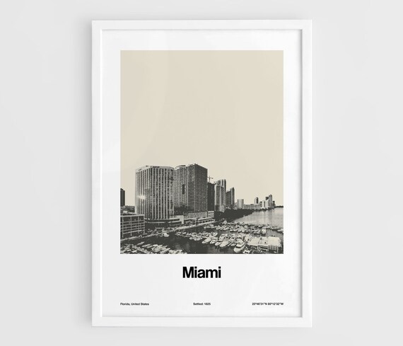 Miami Skyline, Minimalist Custom City Poster Print