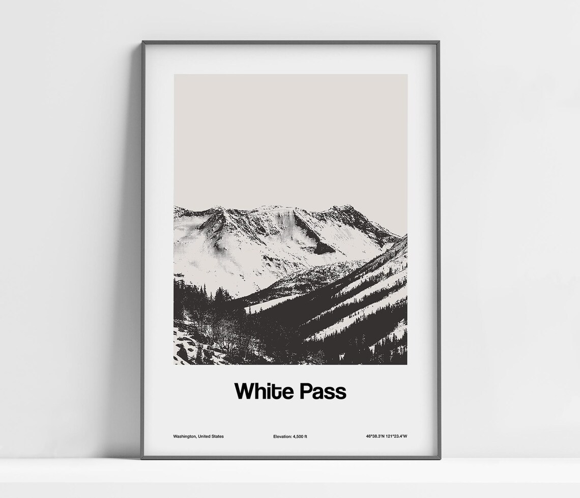 White Pass, Washington State Minimalist Art Print
