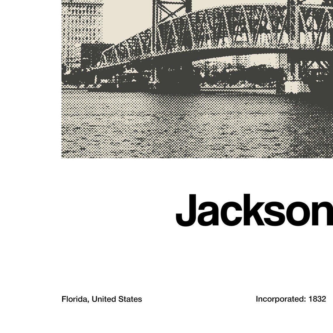 Jacksonville Florida Minimalist Skyline Art Print - Image 2