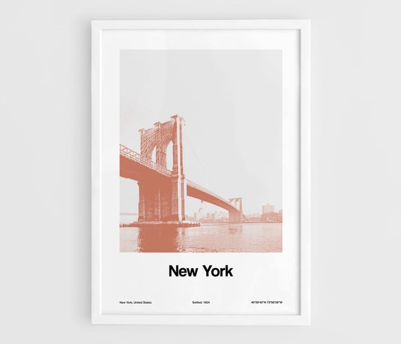 New York City Brooklyn Bridge Minimalist Poster Print