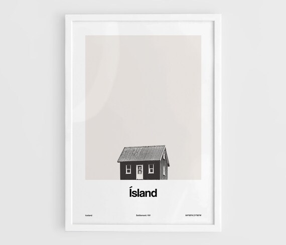 Lonely Iceland House Minimalist Travel Poster