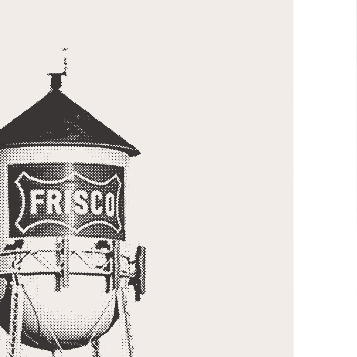 Frisco Texas Downtown Water Tower, Minimalist Art Print - Image 3