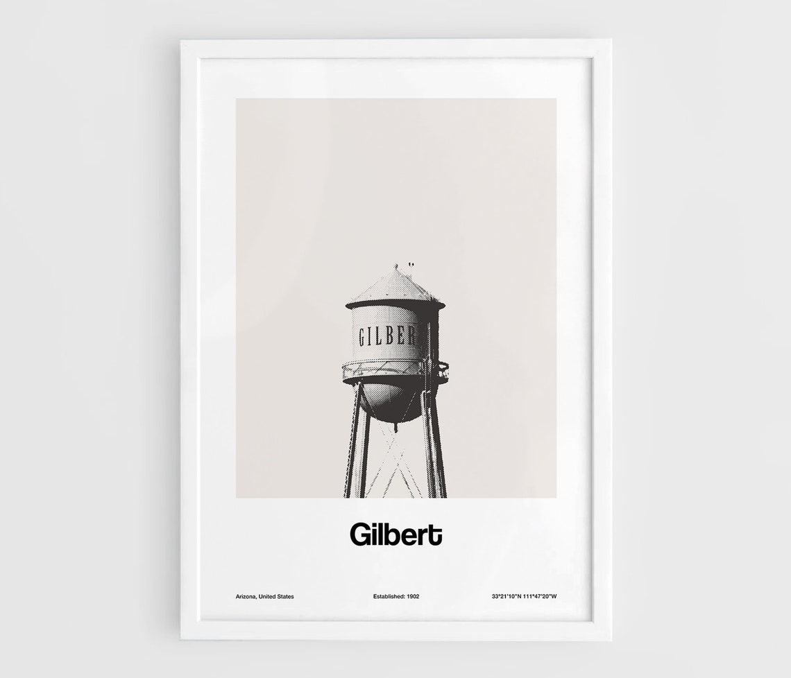 Gilbert Arizona Water Tower, Minimalist City Art Print