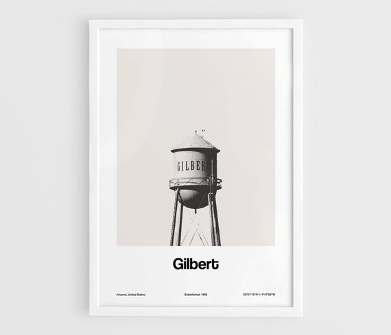 Gilbert Arizona Water Tower, Minimalist City Art Print