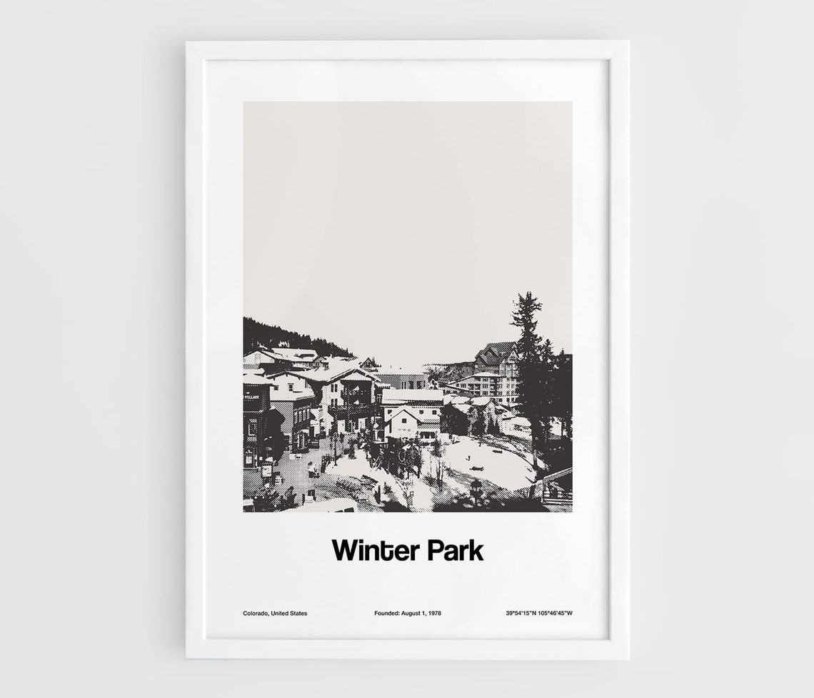 Winter Park Colorado Poster, Minimalist Art Print