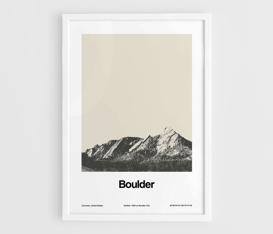 Boulder Flatirons Minimalist City Print, Colorado