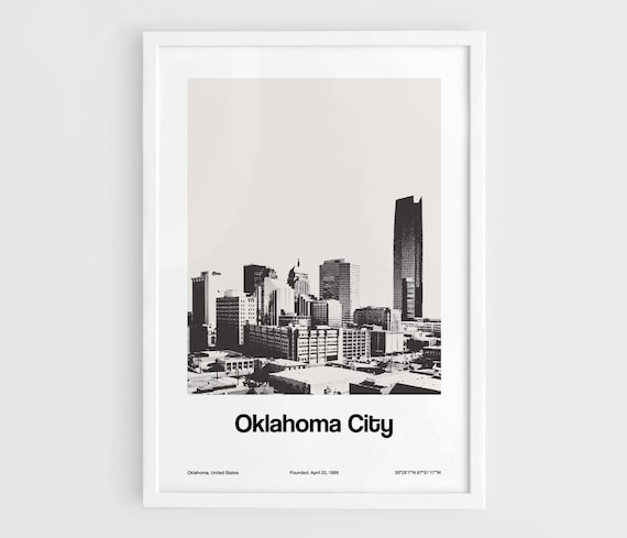 Oklahoma City Skyline, Minimalist City Poster Print
