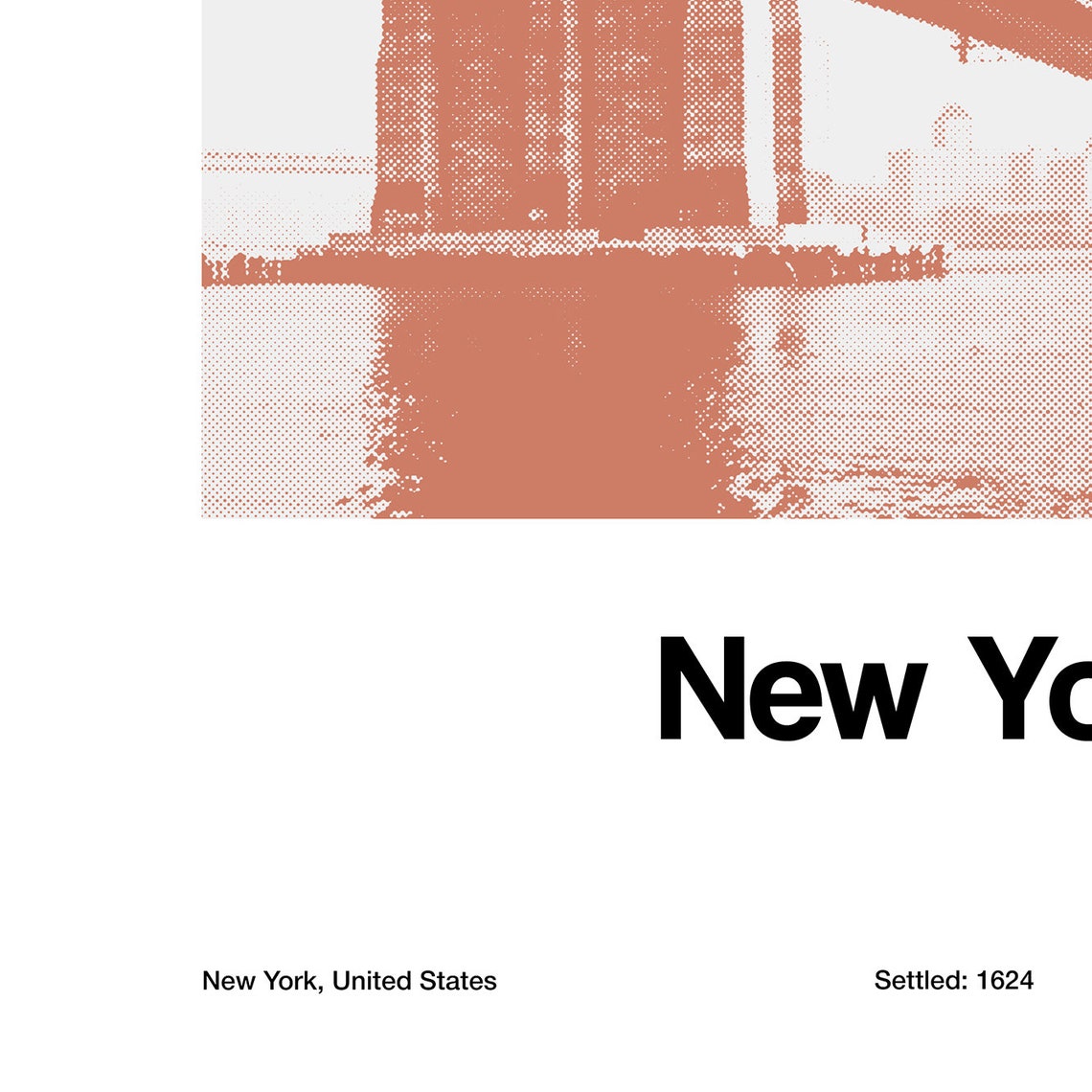 New York City Brooklyn Bridge Minimalist Poster Print - Image 2