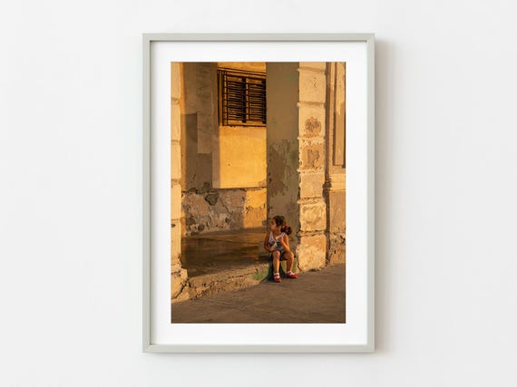 Havana Sunset Girl On Porch In Golden Light Wall Art