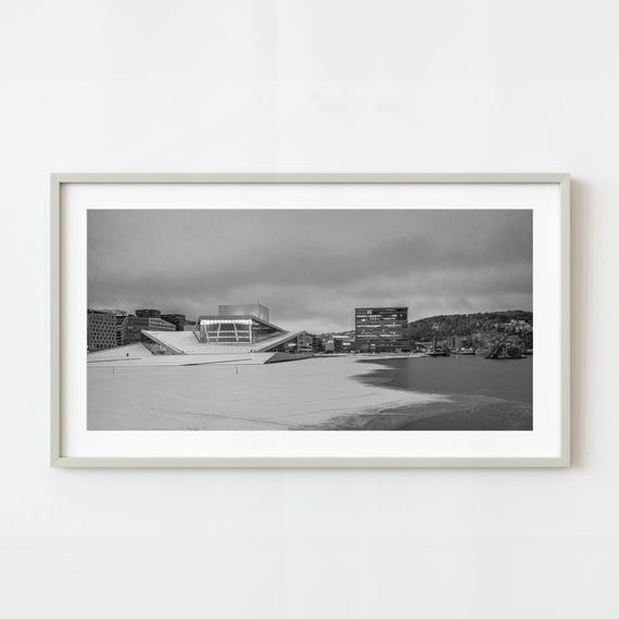 Reflective Icy Waters Showcasing Oslos Modern Skyline Wall Art