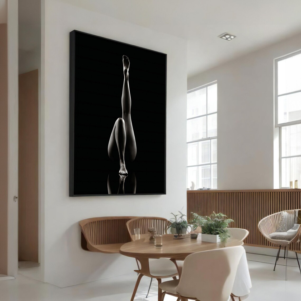 Elegant Nude Legs Silhouette, Sensual Art Print