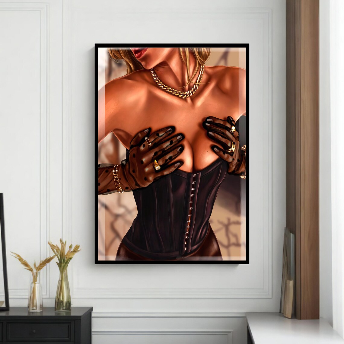 Bold Corset And Gloves Female Portrait Art - Image 4