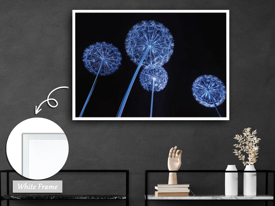 Illuminated Dandelion, Blue Glow Night Blossom - Image 3
