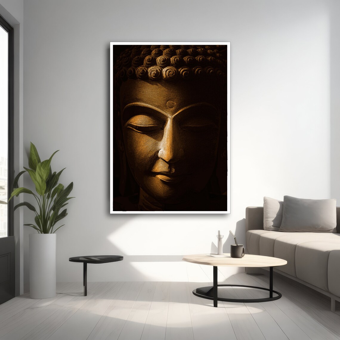 Serene Buddha Face Art Print, Spiritual Zen Decor - Image 2