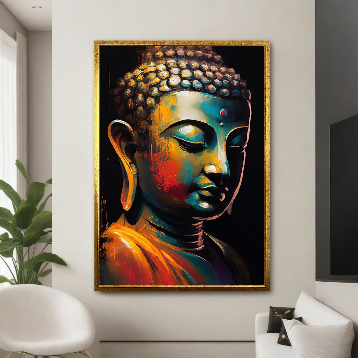 Colorful Buddha Portrait, Zen Home Decor - Image 5