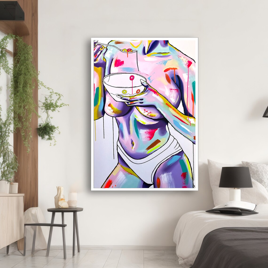 Nude Woman With Cereal Bowl, Sensual Pop Art - Image 2