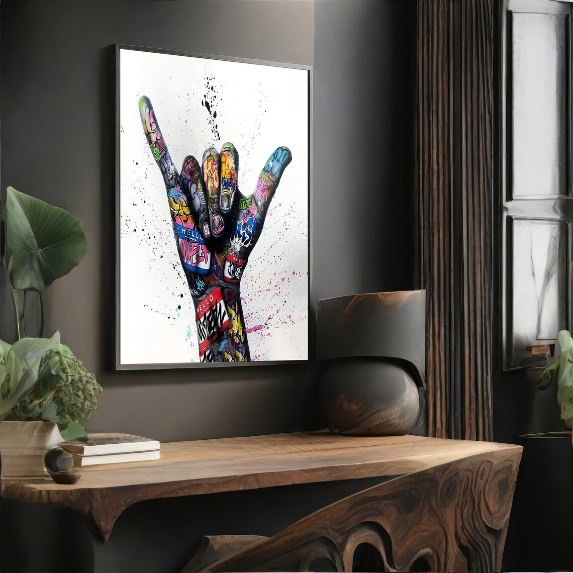 Graffiti Hand Gesture, Urban Decor Unique Gift