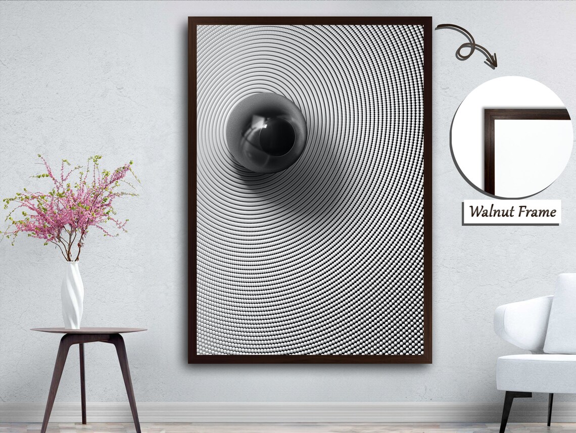 Black Holographic Background With Black Marble Ball - Image 4