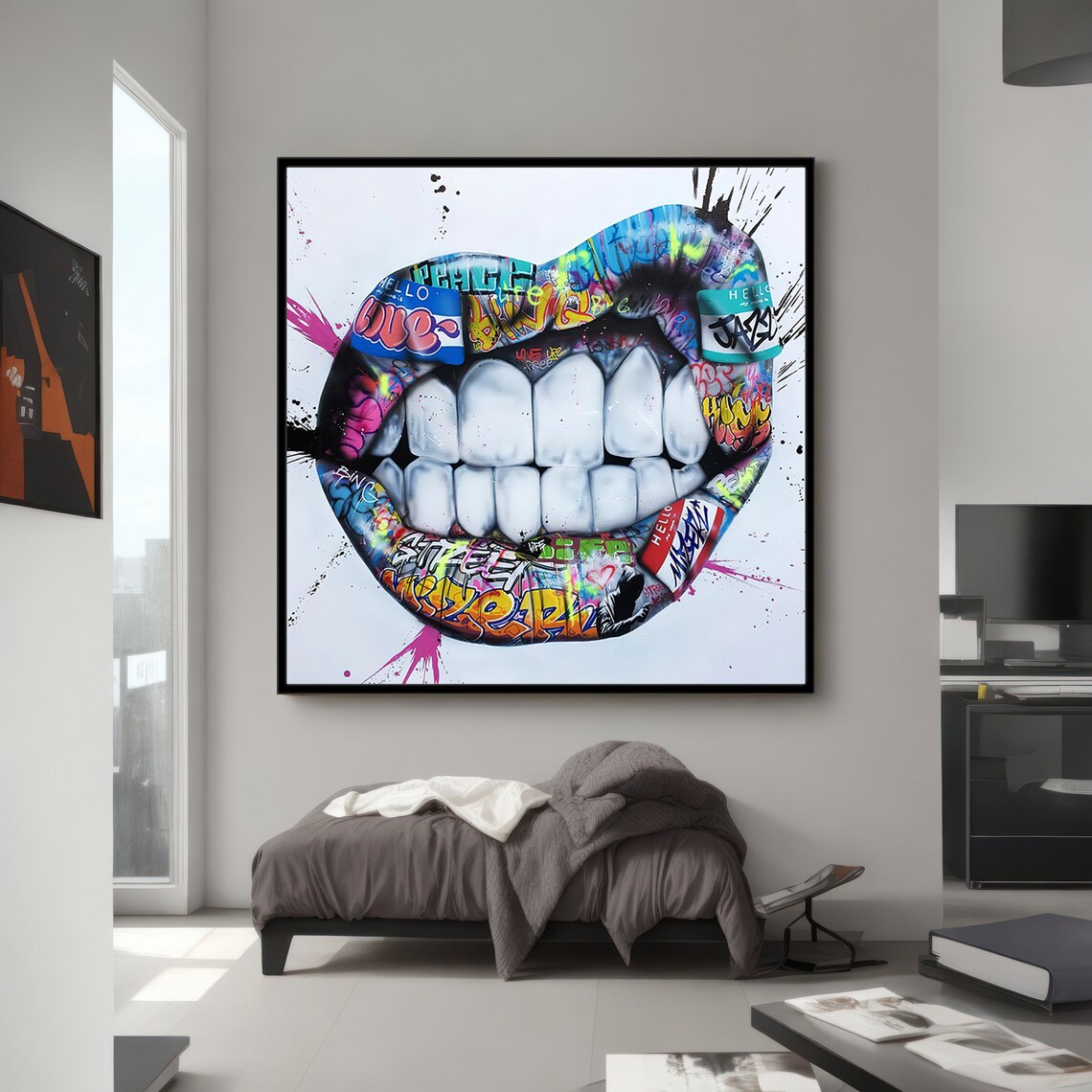 Dynamic Graffiti Art Bold Teeth, Street Art Decor - Image 4