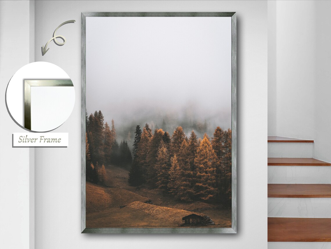 Misty Forest, Enigmatic Woods Landscape Art Print - Image 2