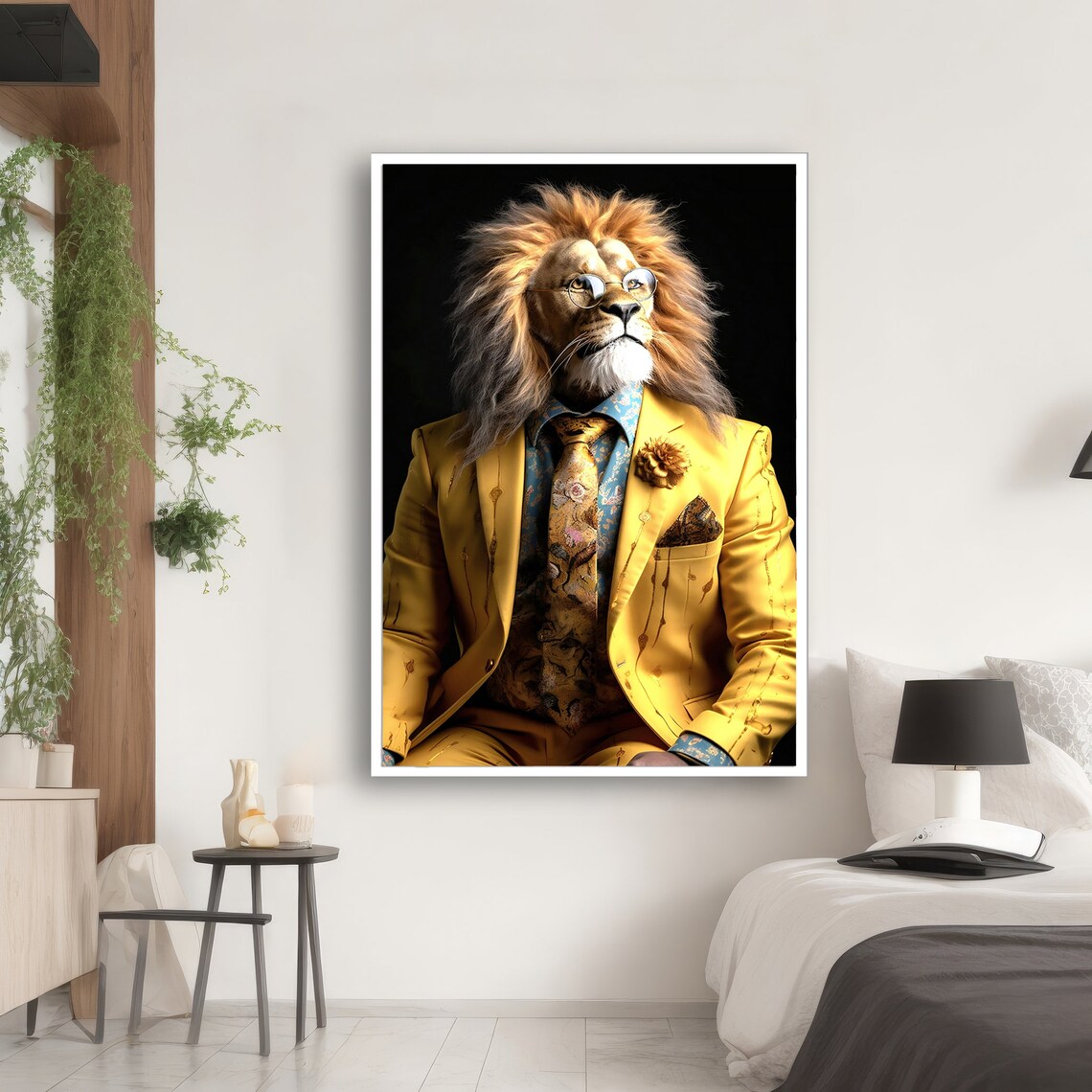 Regal Lion In Yellow Suit Painting - Image 2