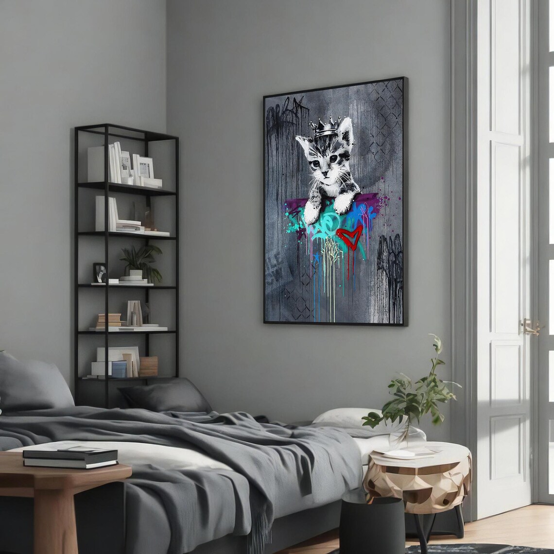 Lovely Cat Portrait, Nature Dry Tree Majestic Art Print - Image 5