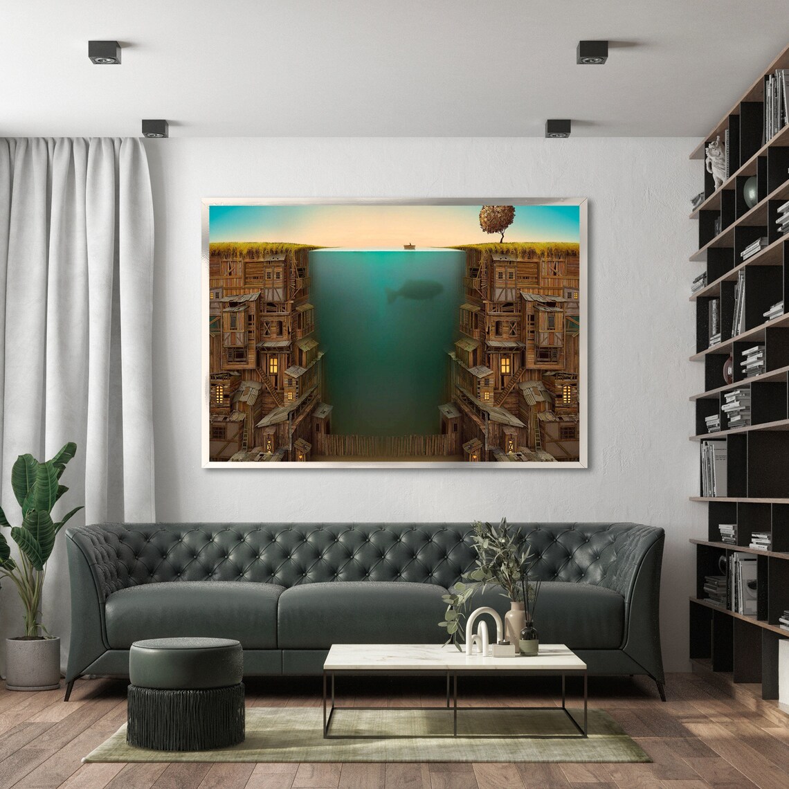 Surreal Underwater City Painting, Modern Fantasy - Image 3