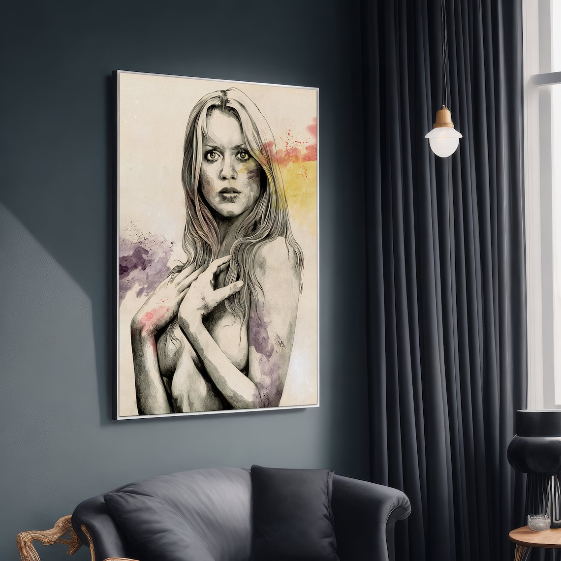 Graceful Woman Portrait, Elegant Artistic Painting