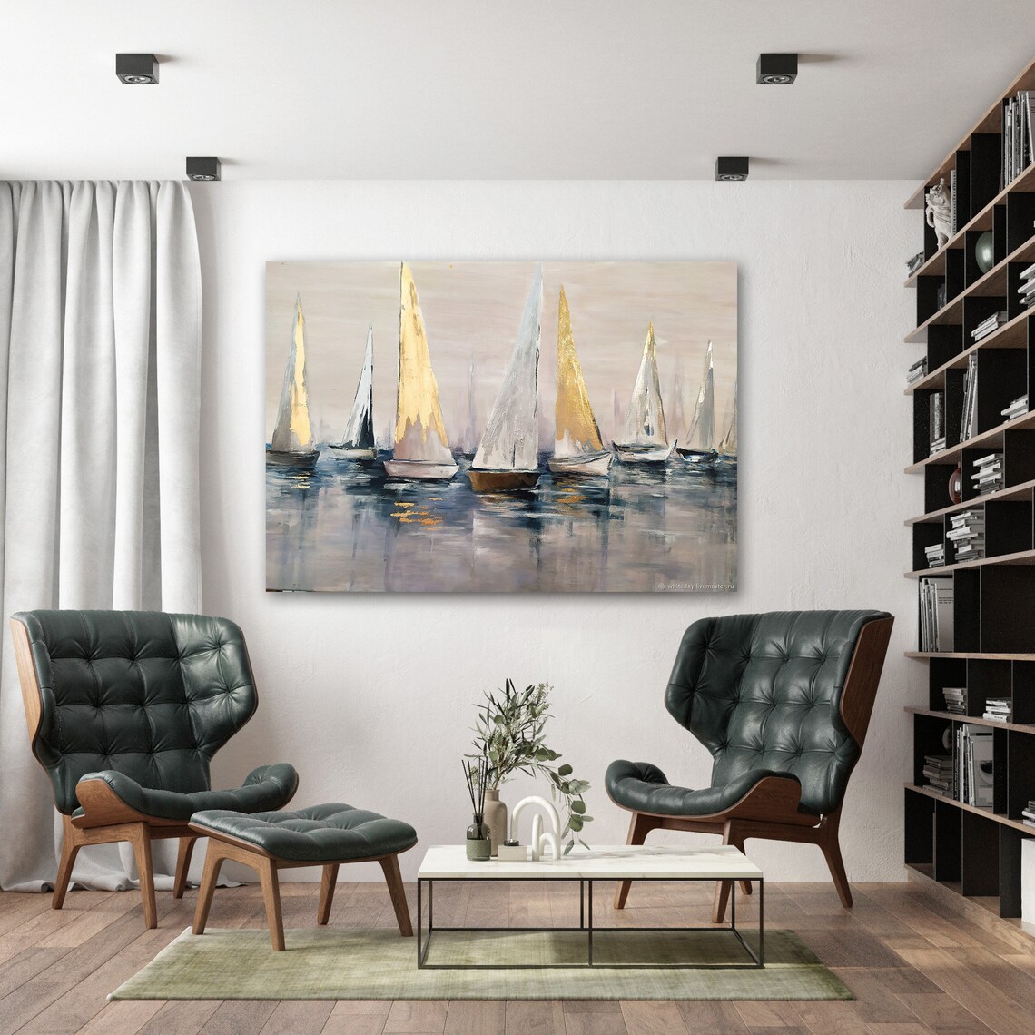 Elegant Sailboat Painting for Coastal Decor - Image 2