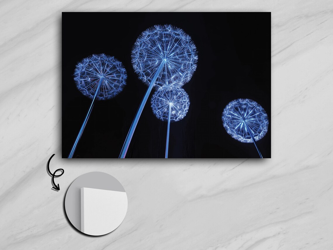 Illuminated Dandelion, Blue Glow Night Blossom