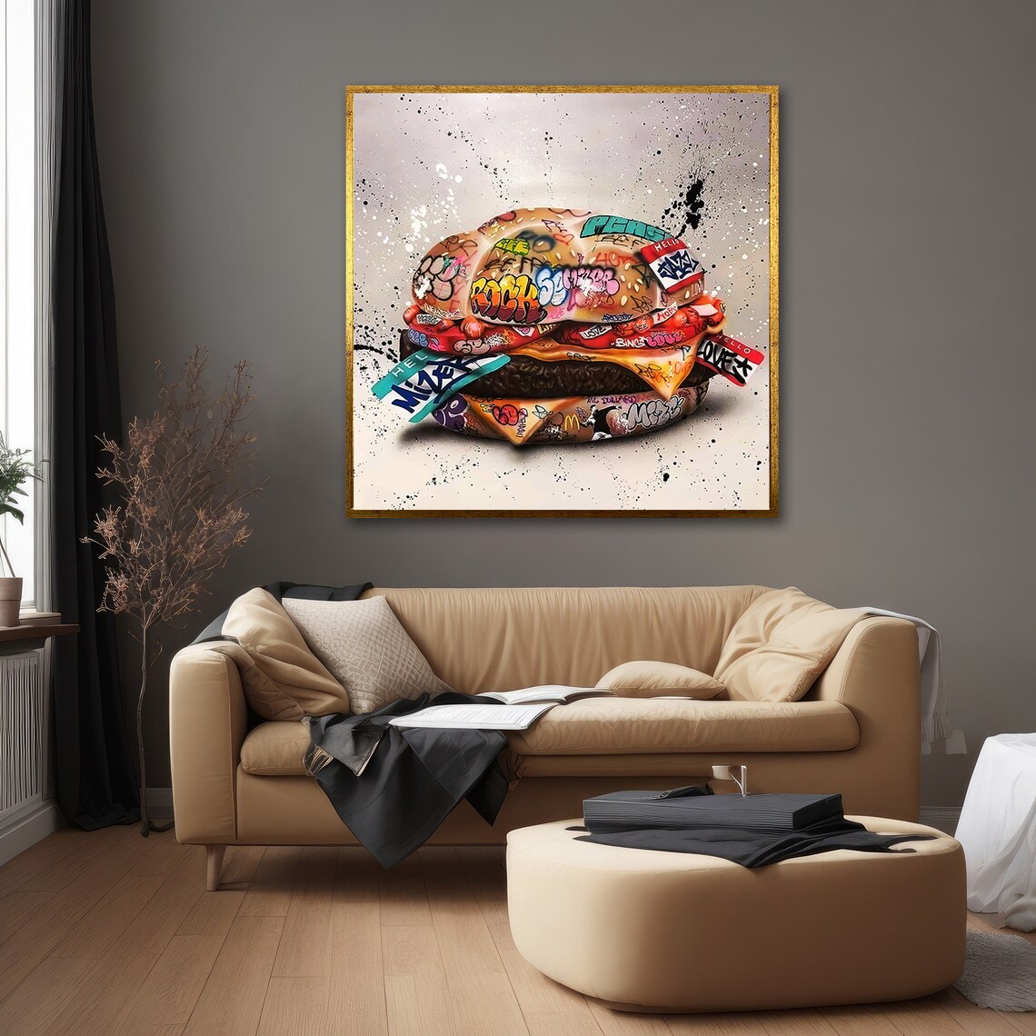 Bold Graffiti Burger, Vibrant Urban Pop Art - Image 5