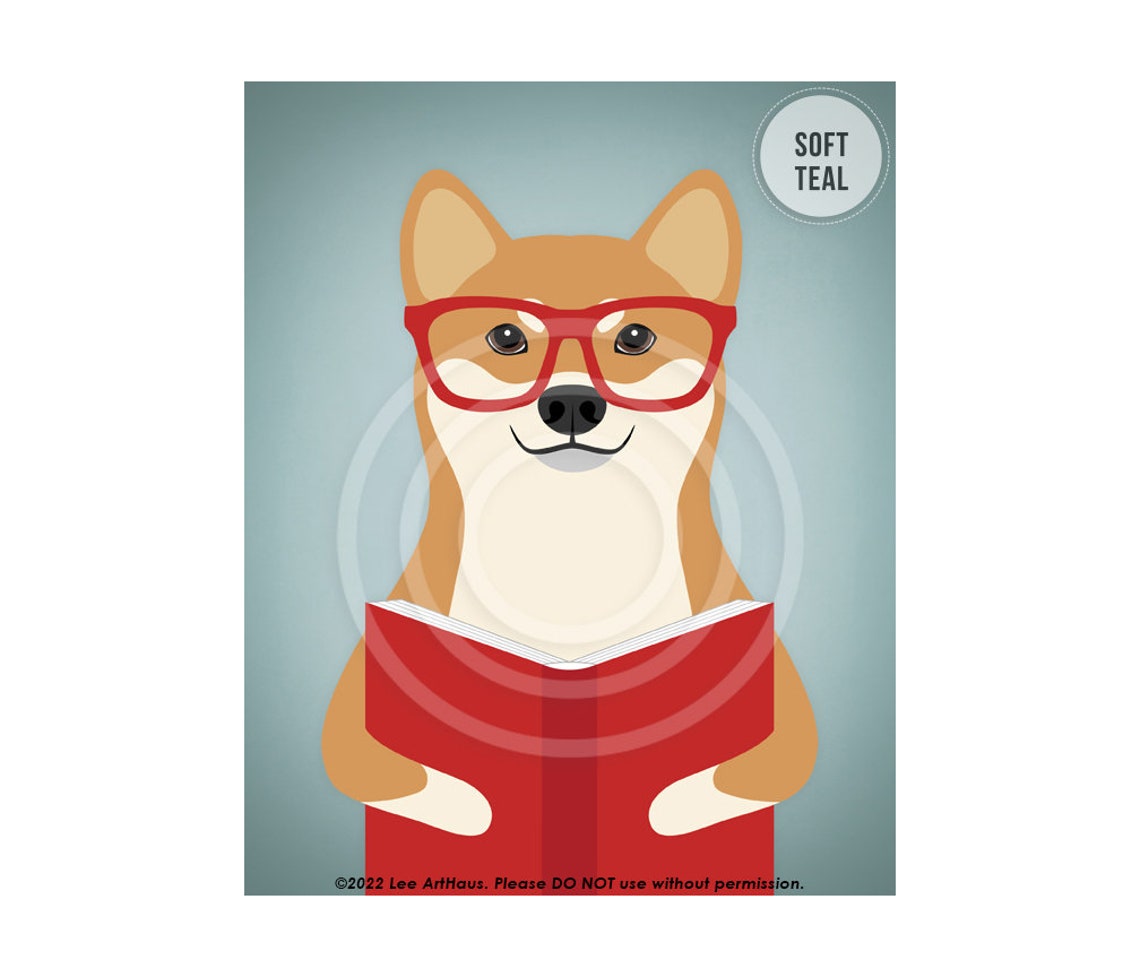 661dp Shiba Inu Art Red Shiba Inu Reading Book Wall Art Teacher Appreciation Gift Shiba Inu Print Girls Room Wall Art Book Nursery - Image 4