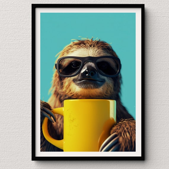 Sloth Art Sunglasses Wall Art For The Animal Lover Aesthetic Prints Sloth Cute Animals Safari Lover Coffee Lover