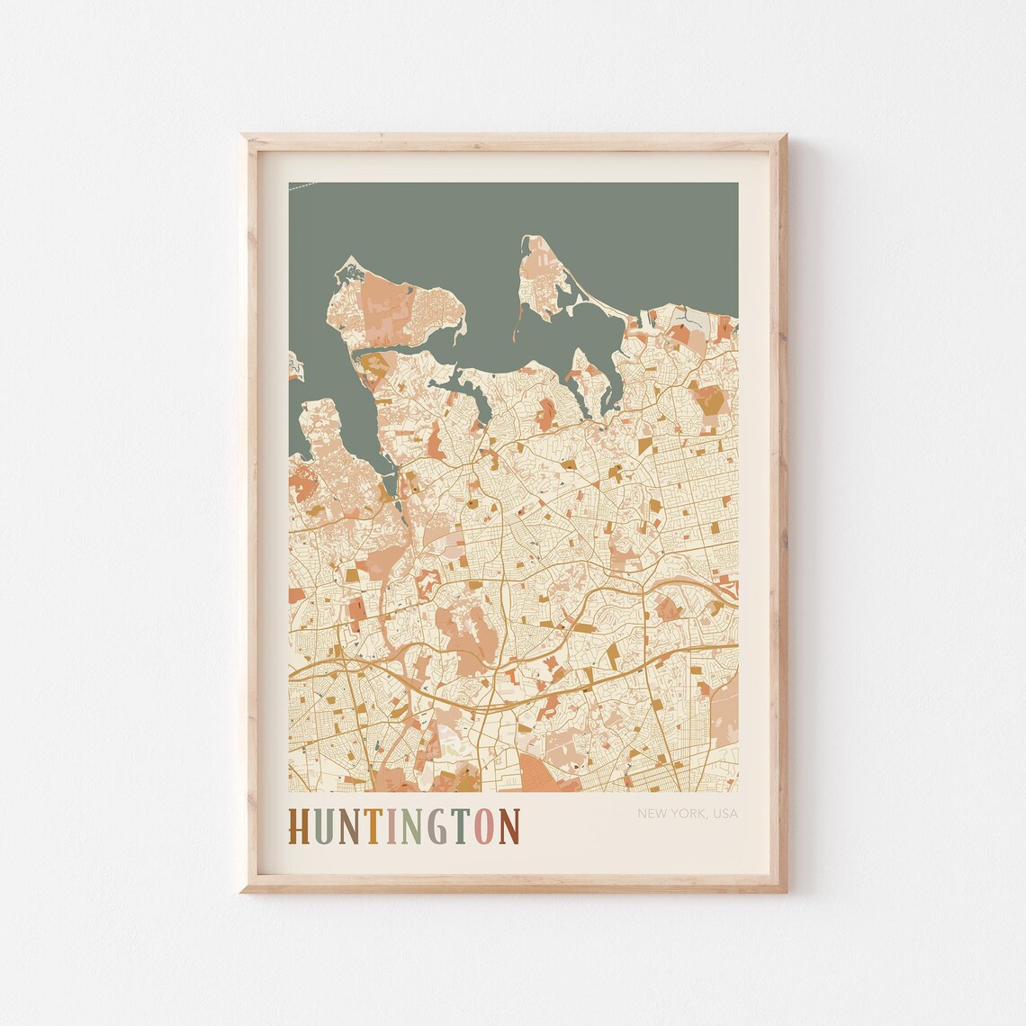 Huntington New York Long Island Vintage Boho Street Map Poster