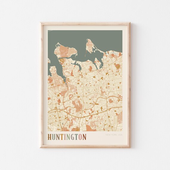 Huntington New York Long Island Vintage Boho Street Map Poster