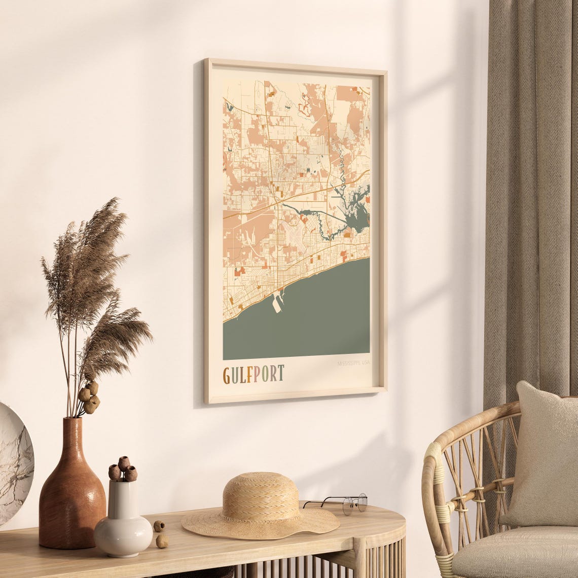 Gulfport Mississippi Scandinavian Boho City Map Wall Decor Poster - Image 3
