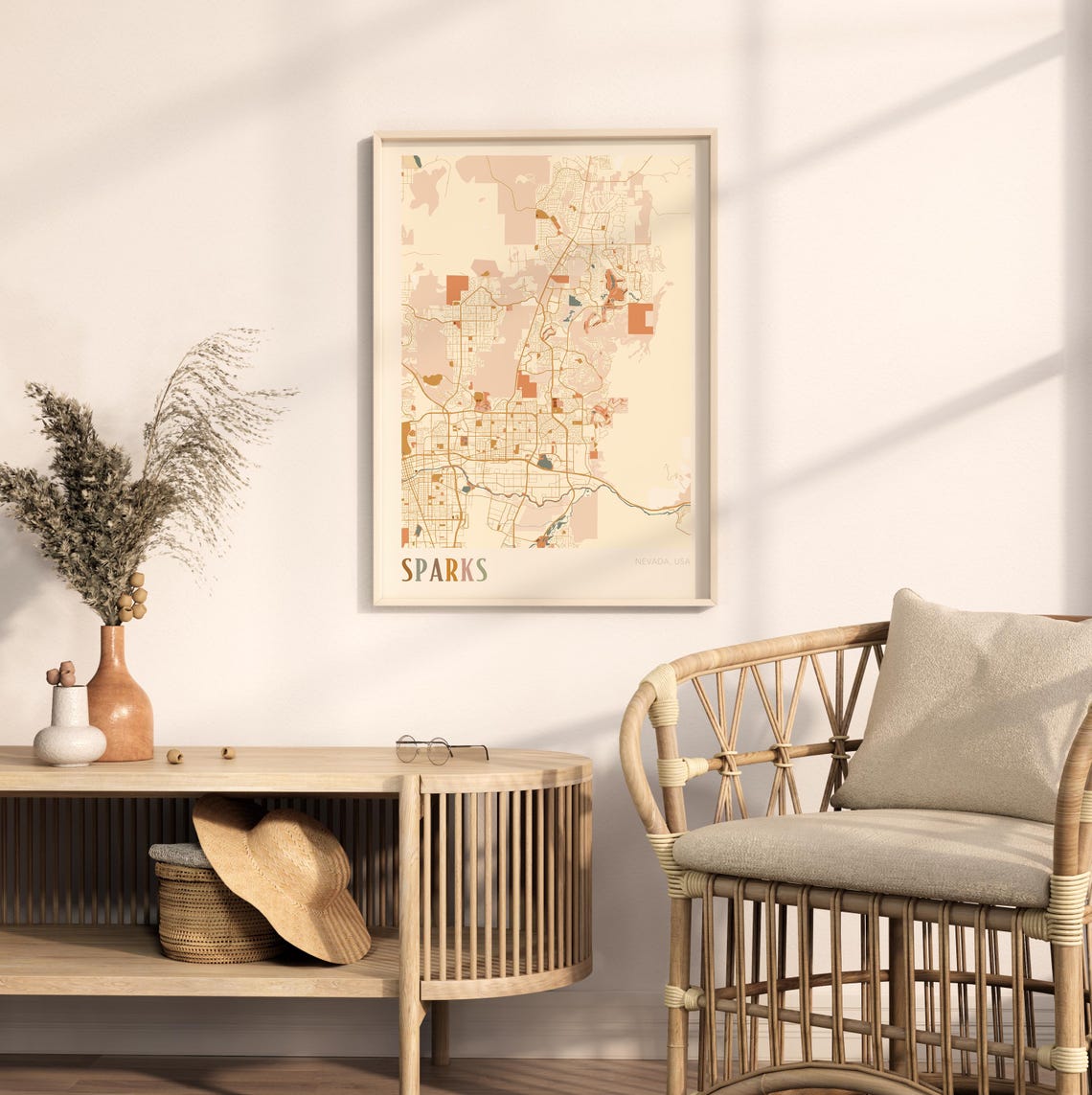 Sparks Nevada Boho City Street Map Hometown Wall Decor Poster - Image 2