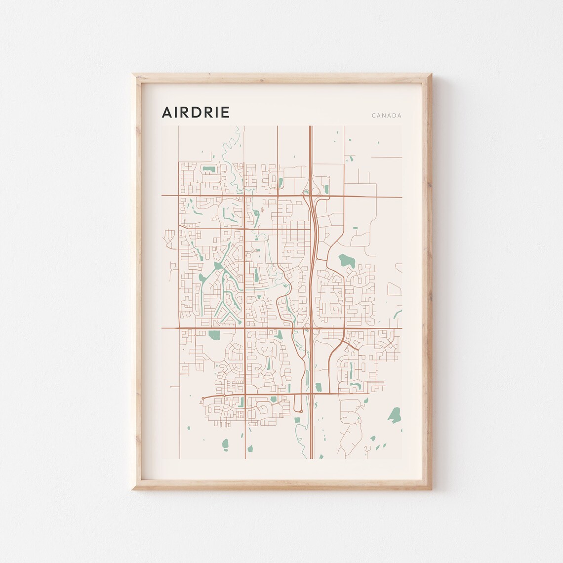 Airdrie Canada Minimalist City Street Map Art Poster Home Decor