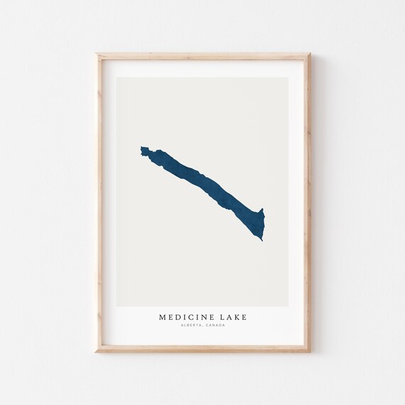 Medicine Lake Print Poster Art Wall Map Alberta Canada