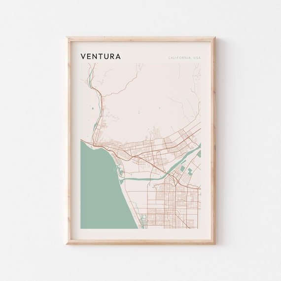 Ventura California Coastal Minimalist City Street Map Poster