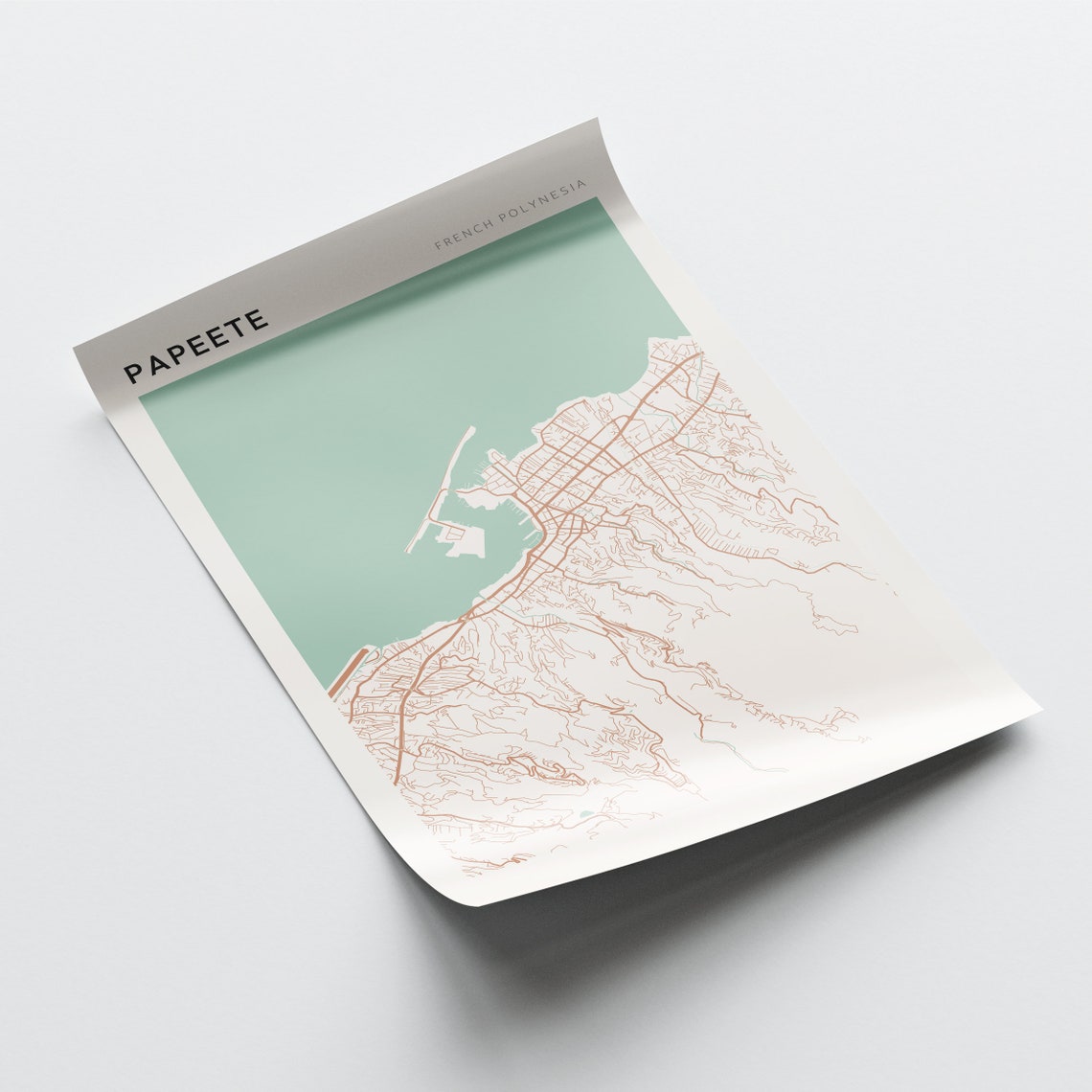 Papeete French Polynesia Minimalist Map Poster Tropical Harbour - Image 2