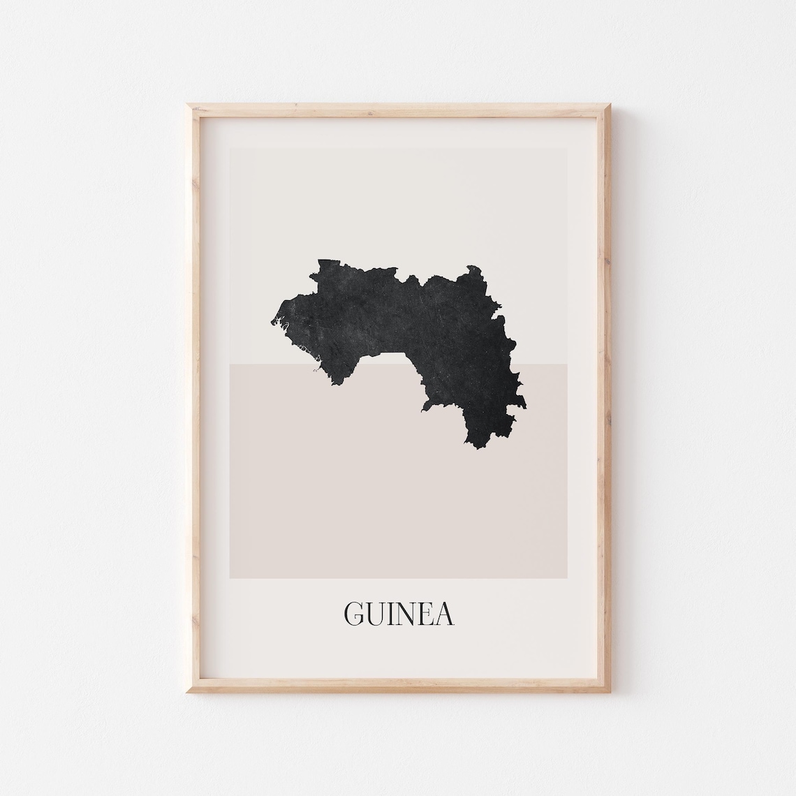 Guinea Country Map Minimalist Black Silhouette Travel Gift Poster