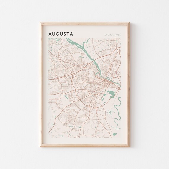 Augusta Georgia Minimalist Terracotta Street Line Map Poster