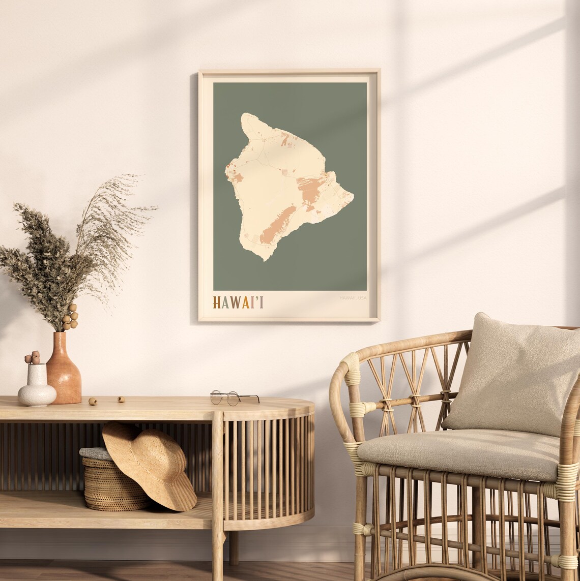 Hawai'i Hawaii Colorful Retro Island Map Poster Boho Wall Decor - Image 2