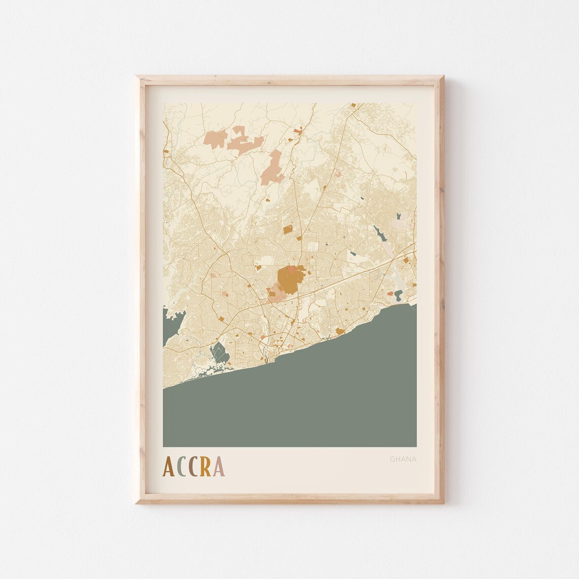 Accra Map Poster Print Wall Art Ghana Africa Travel Gift Boho Decor