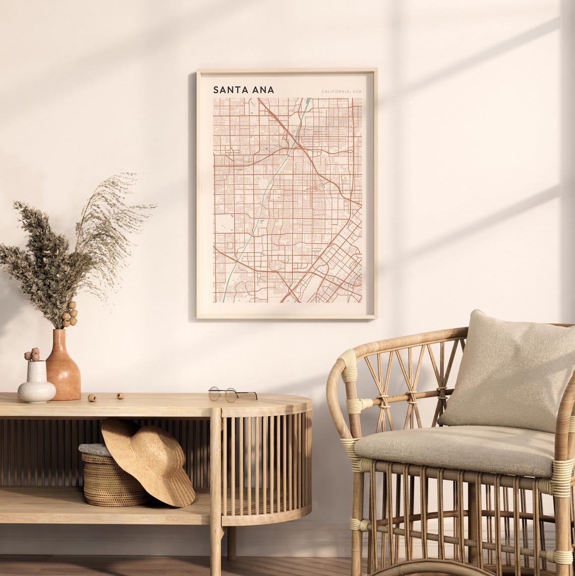 Santa Ana Map Poster Santa Ana Print Santa Ana Poster Santa Ana Wall Art California Travel Gift Farmhouse Wall Decor Gift Boyfriend - Image 2